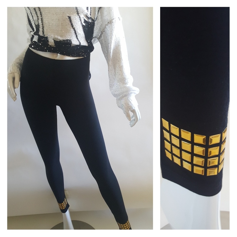 Black leggings with gold studs